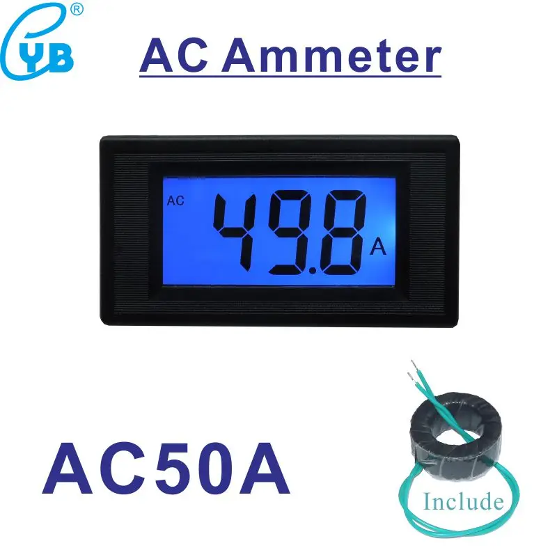 AC LCD цифровой измеритель тока Амперметр 50A Amp панель Измеритель включает