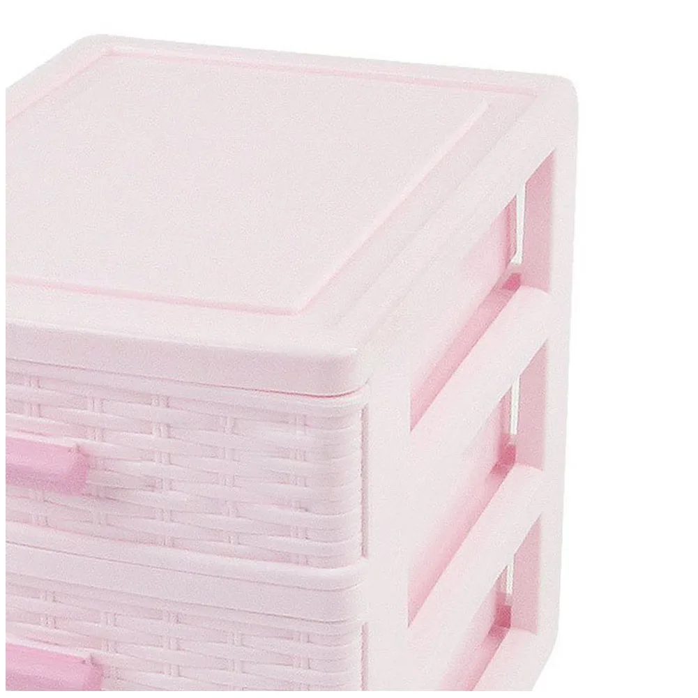 Promotion! Pink Plastic Drawer Designed 3 Compartment Jewelry Storage Box | Boxes &amp Bins