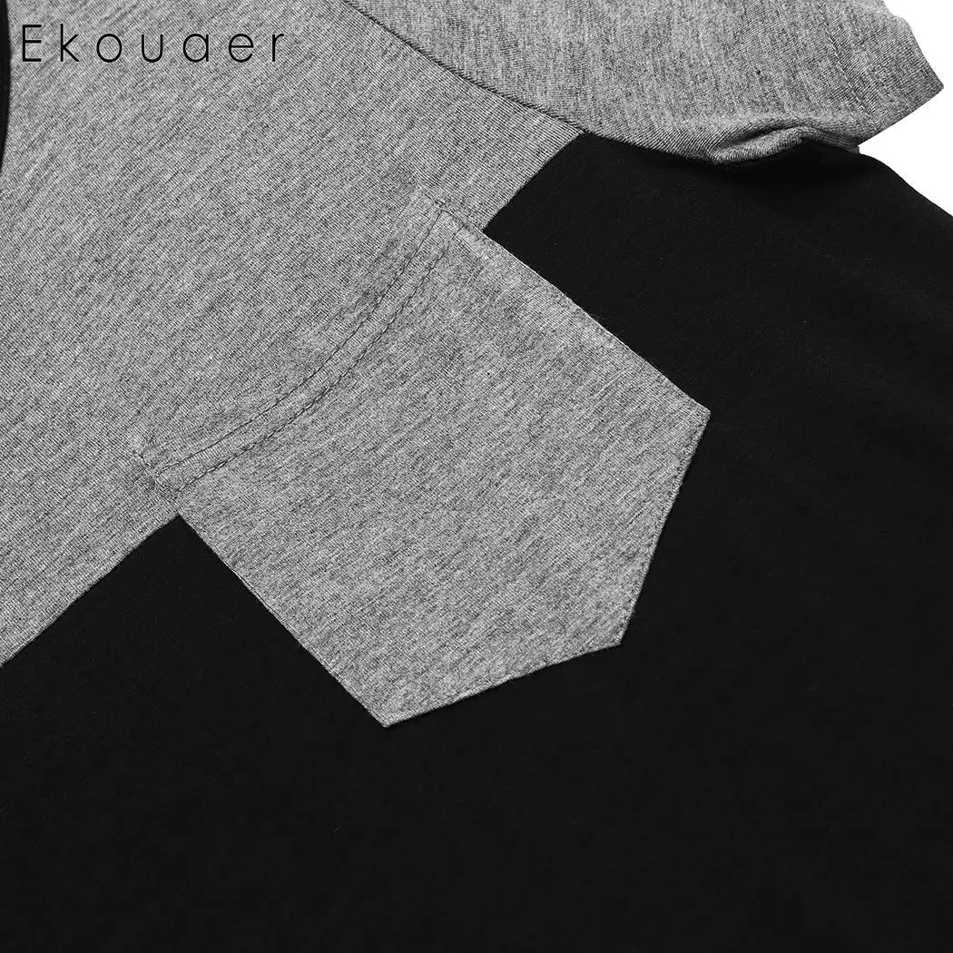 Женская ночная рубашка Ekouaer летняя с круглым вырезом и коротким рукавом длиной до