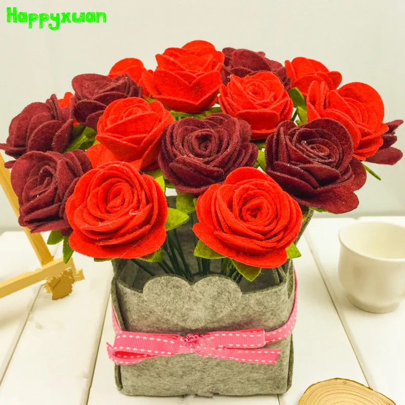 Happyxuan нетканые розы цветочные горшки ткань ручной работы материал упаковка