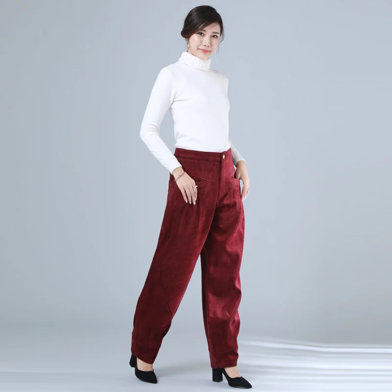 Hot Sale 2020 Winter New Women's Pants Plus Velvet Warm Lantern Pants Corduroy Harem Pants Loose Fashion Warm Trousers