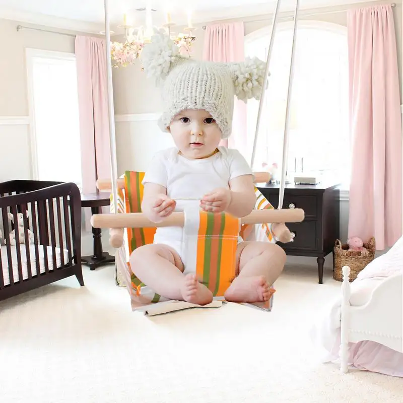 

Baby Safety Swing Chair Children Toy Rocking Solid Wood Seat With Cushion For Baby Indoor Room Decor Without Cushion