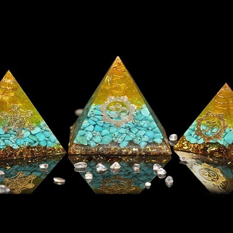 AURA REIKI Orgonite Pyramid Pyramid Natural Chakra Crystal Energy Converter Transplanting Evil Spirits To Remove Negative Energy