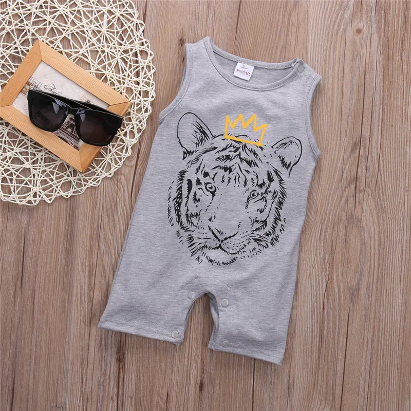 Bayi Baru Lahir Bayi Laki-laki Bayi Bayi Bodysuit Full Body Piyama Anak Baju Bayi Bodysuit Leher O Tanpa Lengan Musim Panas Pakaian Bayi