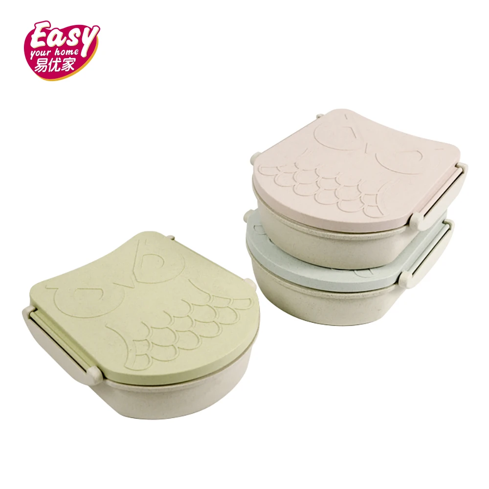 Cute Cartoon Owl Lunch Box For Kids Leakproof Food Container Storage Microwave Portable Wheat Straw Bento | Дом и сад
