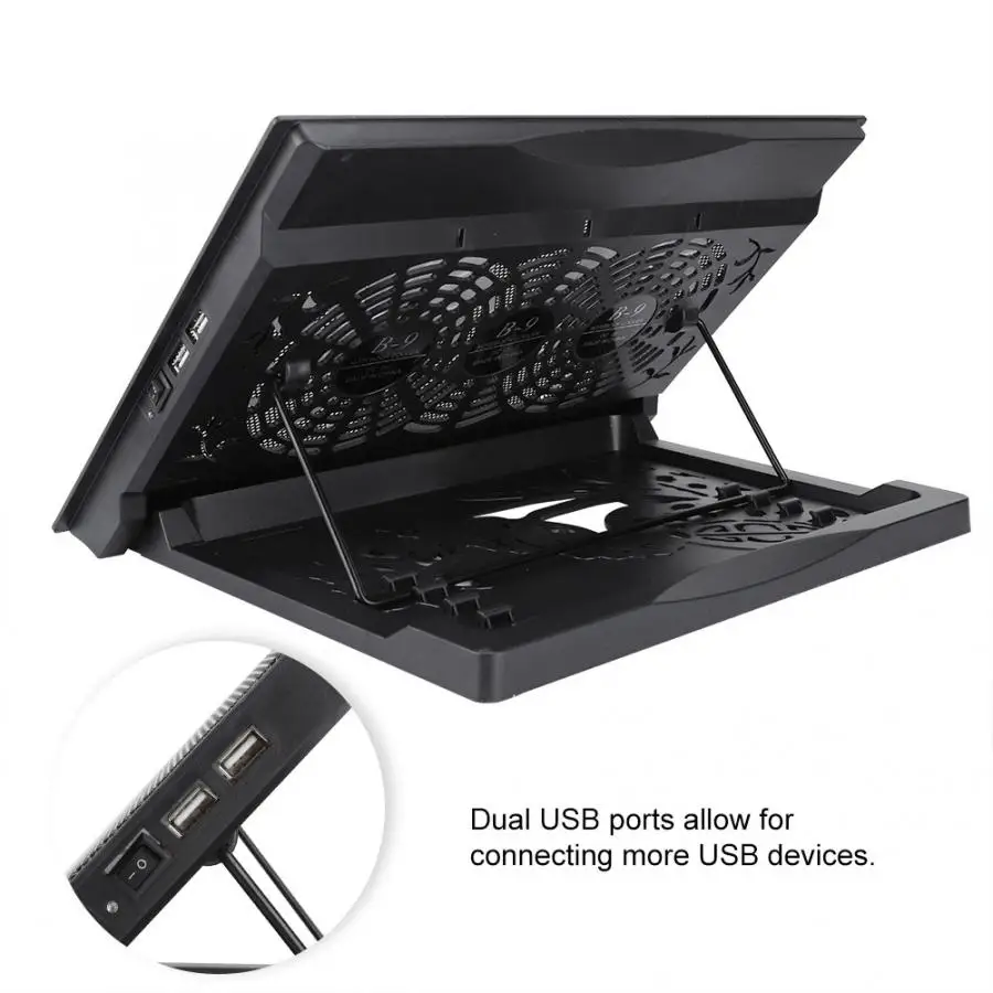 Кулер для ноутбука охлаждающая подставка база USB 2 вентилятора регулируемые