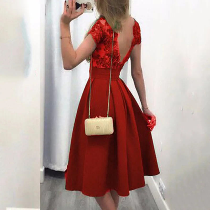 Летнее женское кружевное платье с открытой спиной вечерние тонкое элегантное