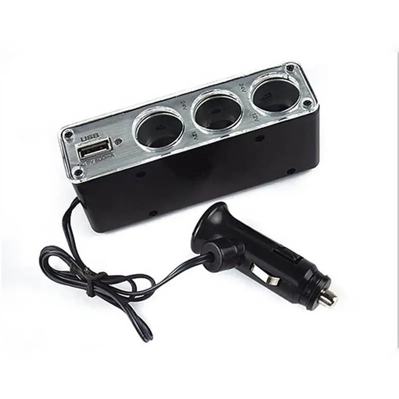 DC12V трехполосная розетка для автомобильного прикуривателя Разветвитель wirh USB