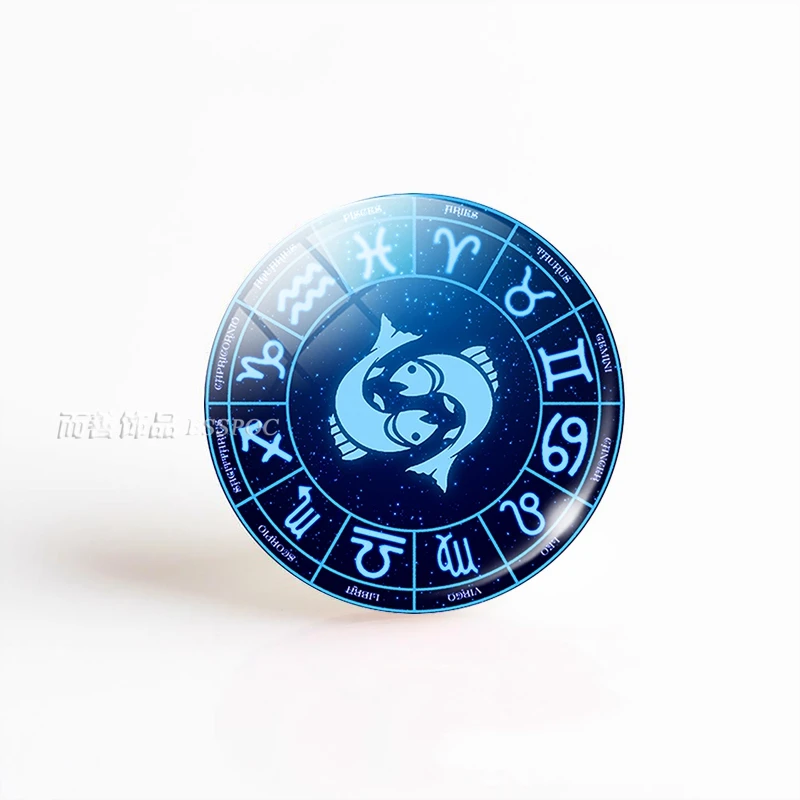 12 Horoscope Aquarius Pisces Aries Fashion Multilayer Woven Glass Convex Dome Pendant Picture Jewelry Accessories Gifts 5PCS/SET | Украшения