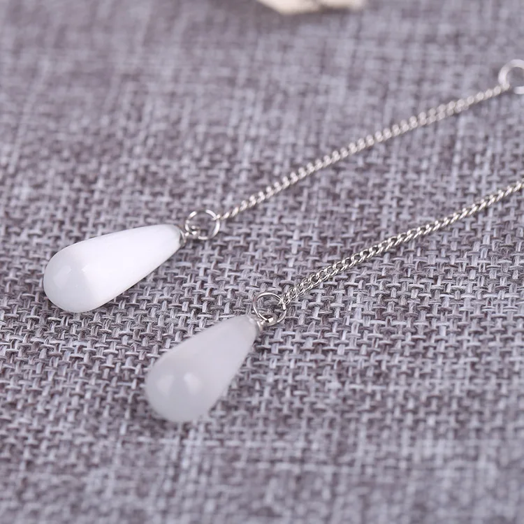 Женские длинные серьги с белыми опаловыми каплями Модные Винтажные Роскошные