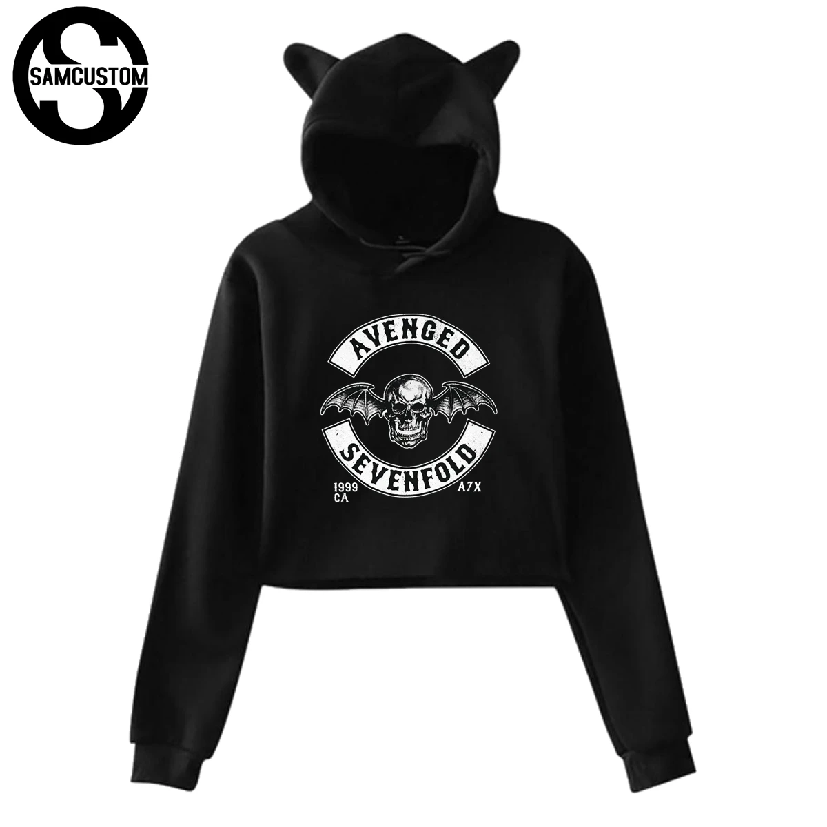 Женская толстовка с капюшоном SAMCUSTOM Avenged Sevenfold Deathbat Crest длинными рукавами и