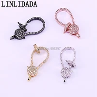 10pcs fashion metal copper cz pave lobster clasp with two loops lobster findings for jewelry making accessories