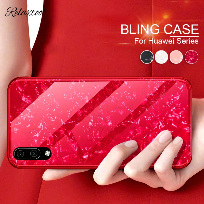 Роскошный блестящий чехол из закаленного стекла для Huawei P30 Pro Lite жесткий с