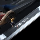 4 шт., виниловые защитные накладки на порог автомобиля из углеродного волокна для Kia Venga, автомобильные аксессуары