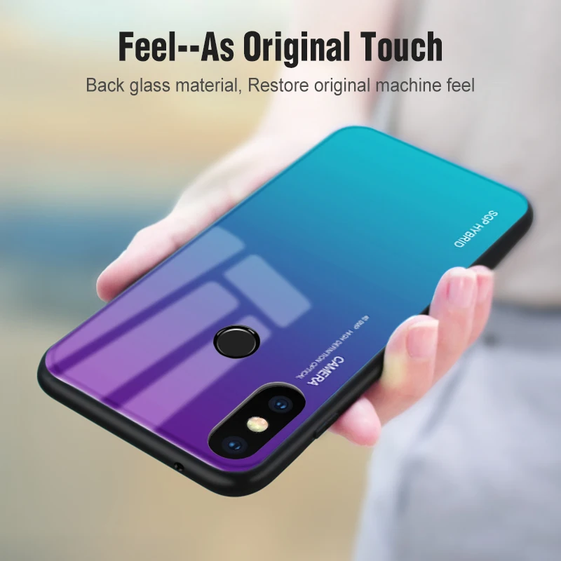 Gradient glass case on for xiaomi mi 9 8 lite light cover ksiomi xiomi pocophone f1 cases redmi note 7 not7 copue |