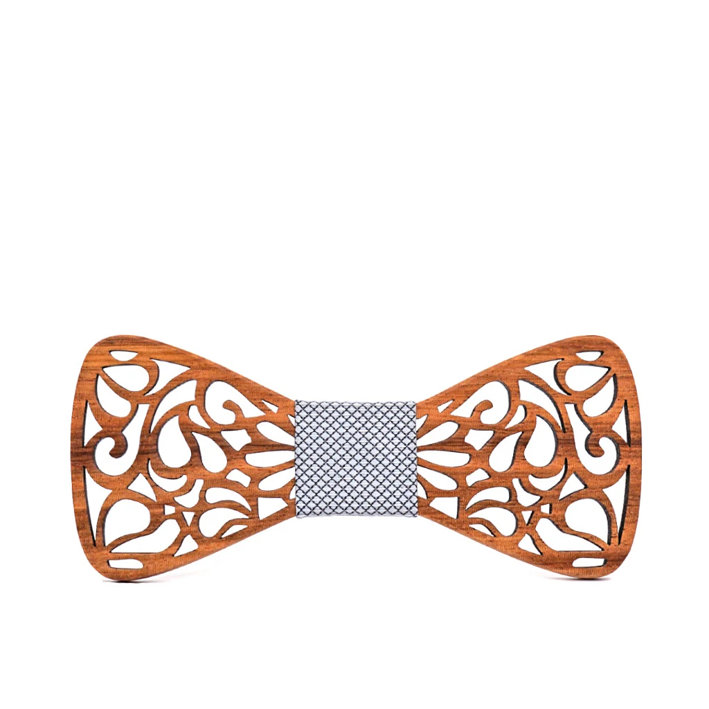 Деревянный полый галстук-бабочка с принтом зебры ручной работы винтажный