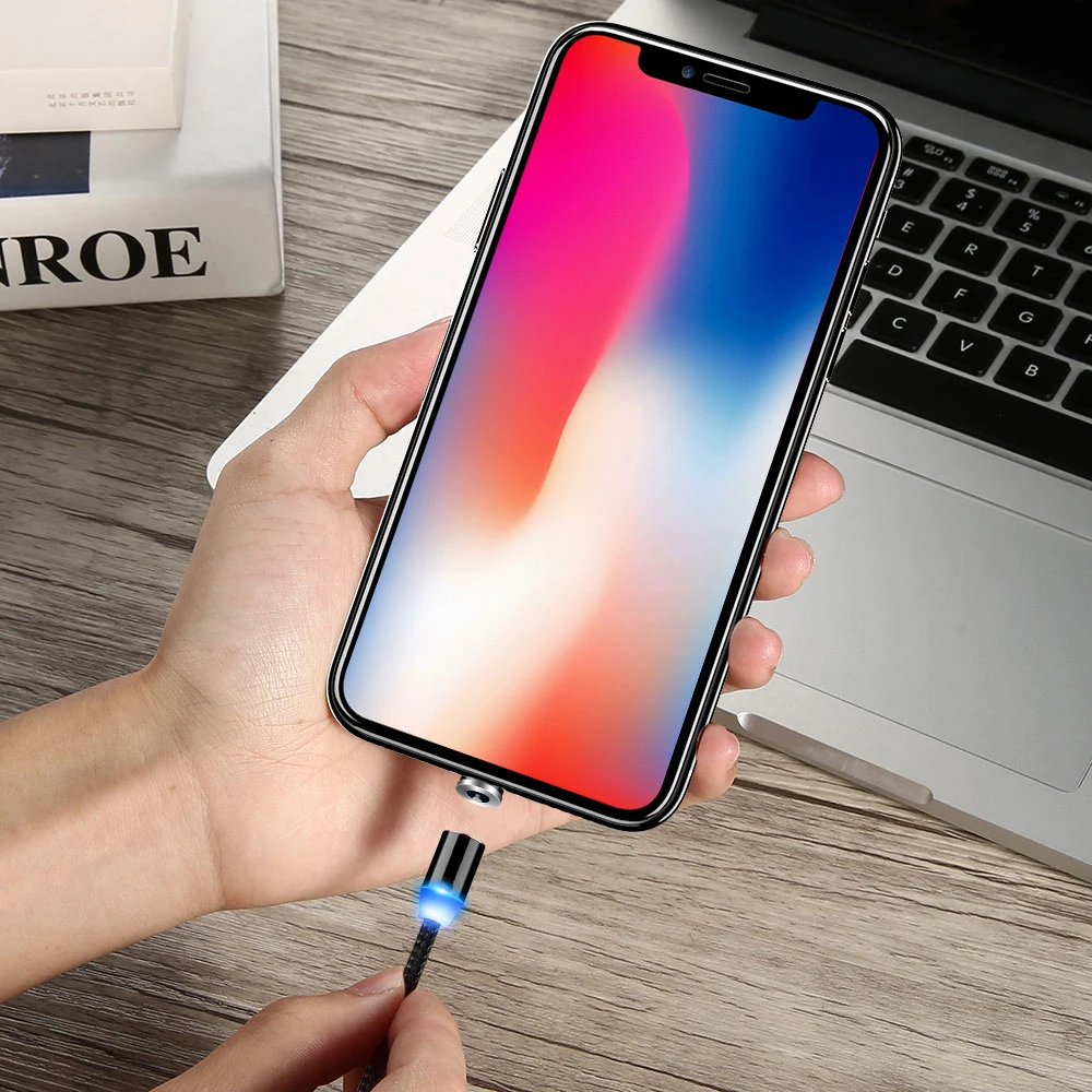 KISSCASE 1 м светодиодный магнитный кабель для iPhone X мобильный телефон USB Type C Samsung Huawei