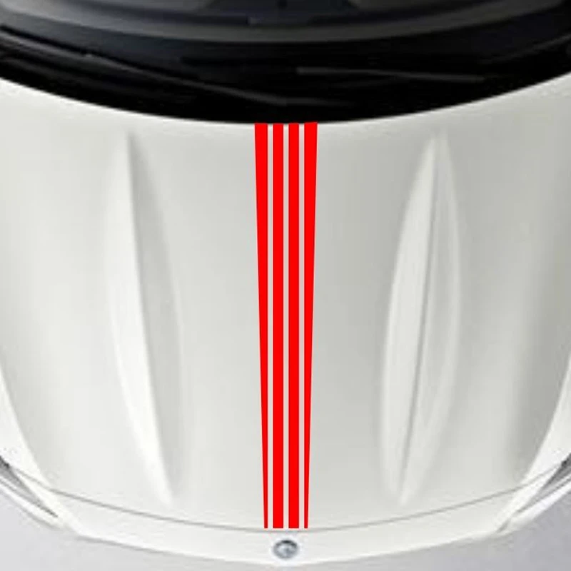 Car Racing Rally Stripes Red Hood Decals Vinyl Cool Graphics Accessories Front Stickers 140CM*15CM |