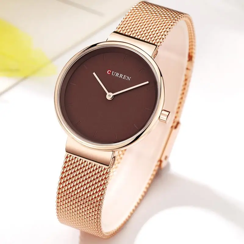 Relojes feminino Curren женские часы Лидирующий бренд роскошные золотые черные с сетчатым