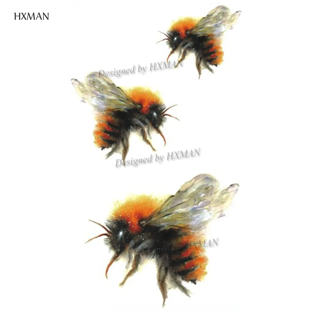 Временная наклейка для татуировки HXMAN Bee акварельные женщин модный боди арт