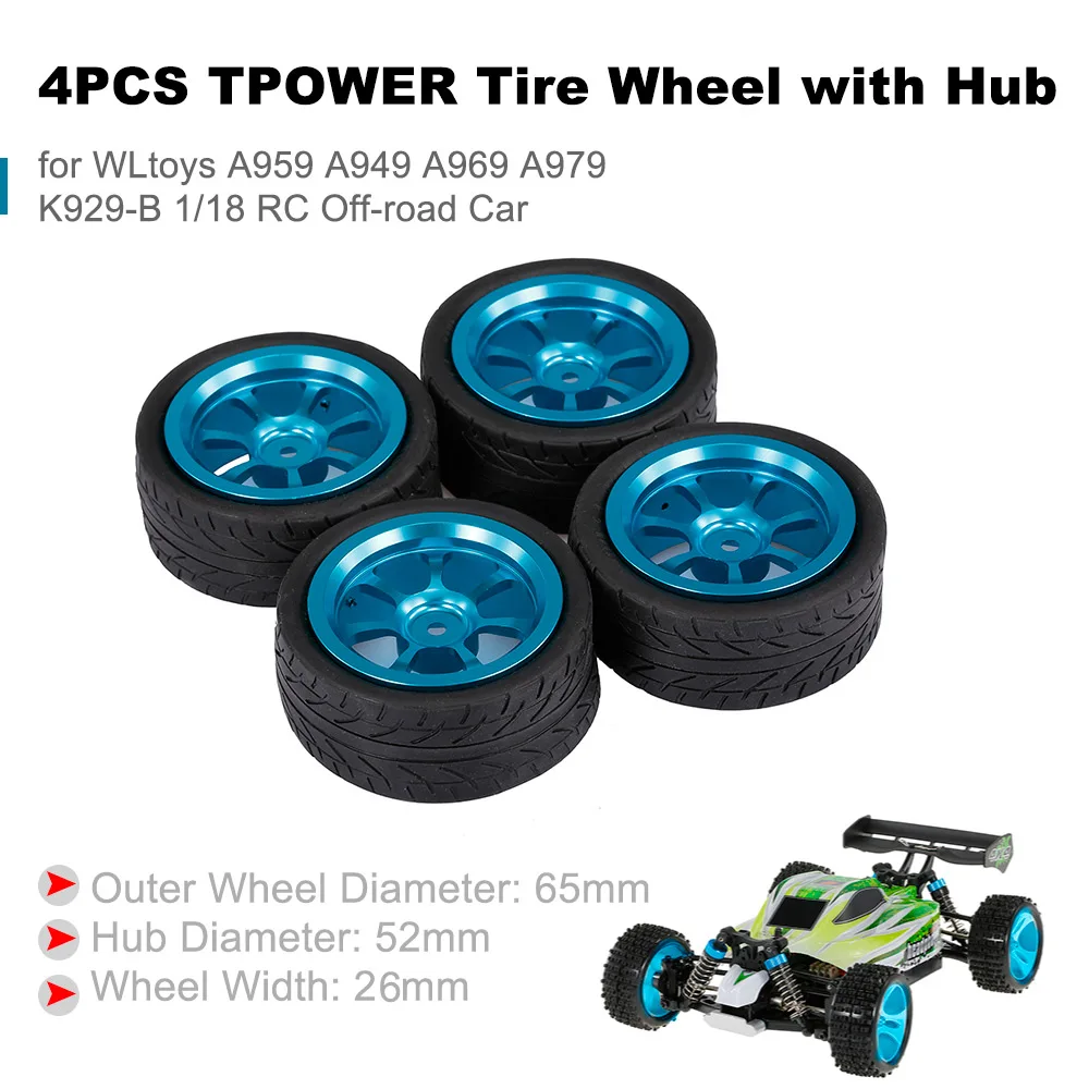 TPOWER шины 4 шт колеса с ступицей для WLtoys A959 A949 A969 A979 K929 B 1/18 RC внедорожные