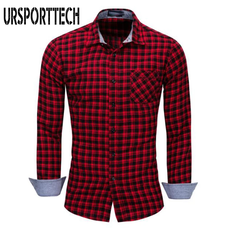 

Plaid Shirt 2019 New Spring Autumn Red Checkered Shirt Men Shirts Long Sleeve Chemise Homme Cotton Male Check Shirts