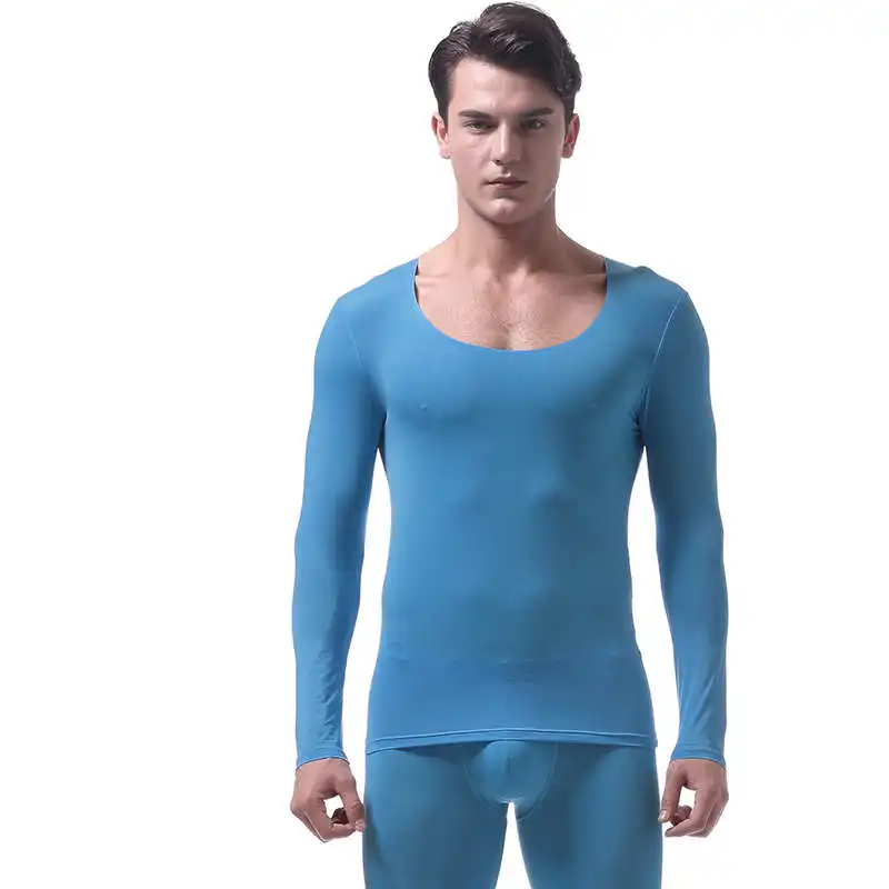 Пикантное мужское бесшовное нижнее белье тянущиеся облегающие Топы с длинным