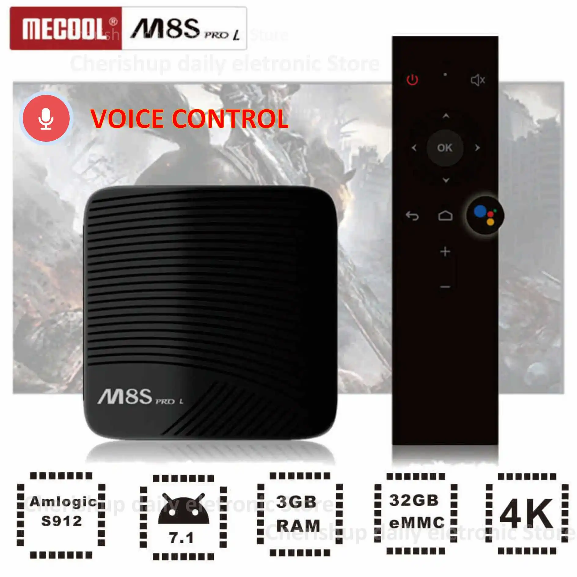 Mecool M8S PRO L голос Управление Smart ТВ Box Android 7 1 4 K Amlogic S912 Восьмиядерный комплект bluetooth