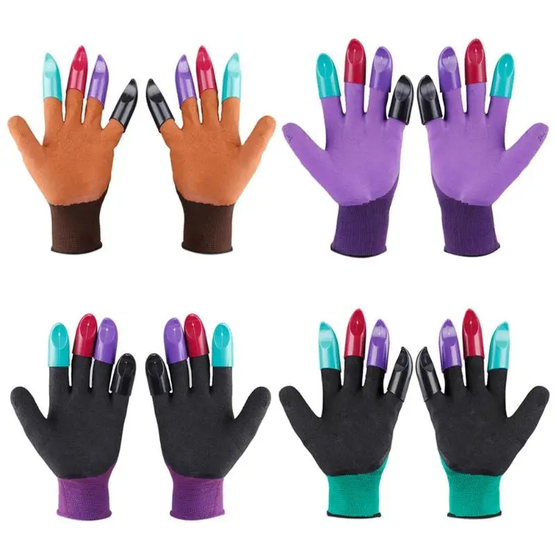 

Garden PU Gloves with 8 ABS Plastic Fingertips Sharp Claws Quick Digging Planting Safe Mittens Gloves For Digging Planting 1pair