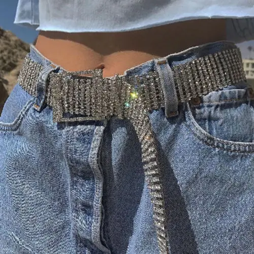 Женский Блестящий Пояс с кристаллами 10 рядов стразы блестящий пояс Повседневные