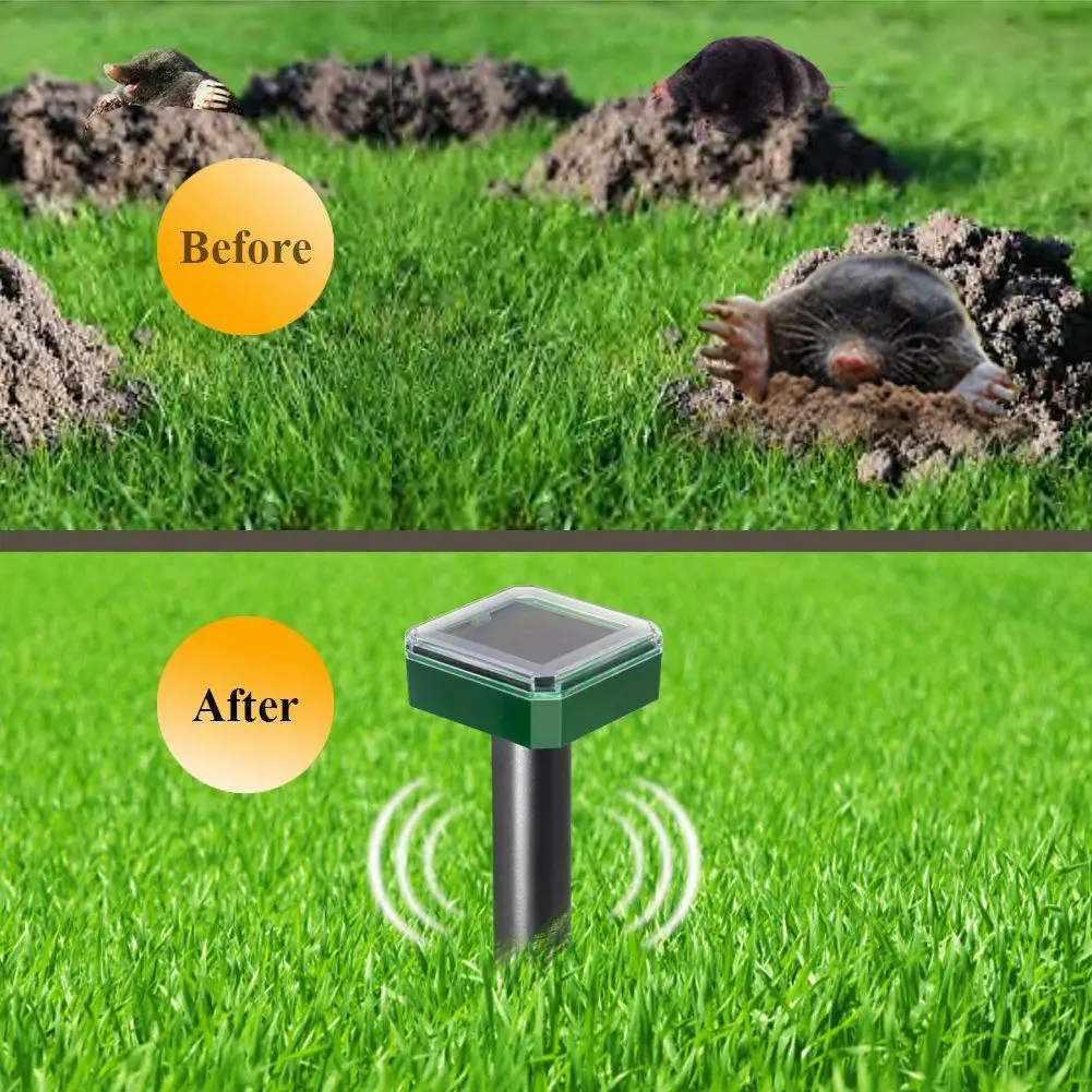 2 Pieces Solar Sonic Mole Repellent Vole Deterrent Chaser Spike | Дом и сад