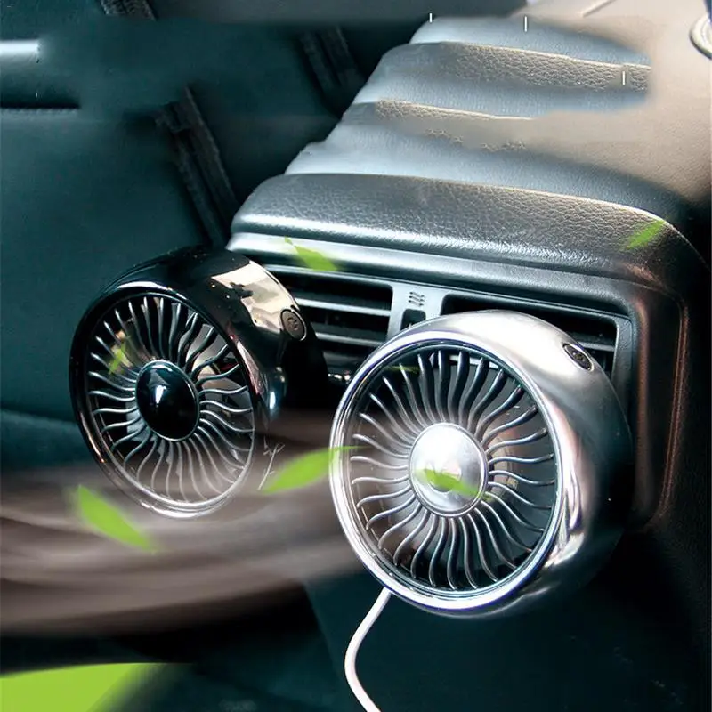 

3 Speed Adjustment USB Car Fan Air Conditioner Car Auto Air Cooling Dual Head Fan Low Noise Car Auto Cooling Fan Car Accessory