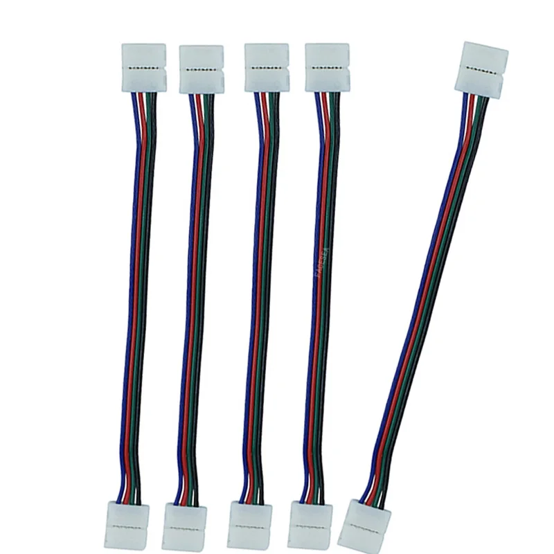 100 шт./лот 10 мм 4pin LED RGB Разъем провода кабель PCB Бесплатная Сварка 2 разъема для