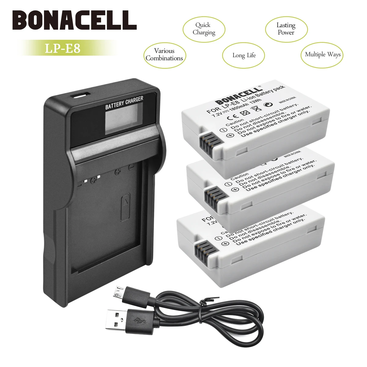 Аккумулятор для камеры bonacell lpe8 зарядное устройство с ЖК экраном Canon EOS 550D 600D 650D 700D