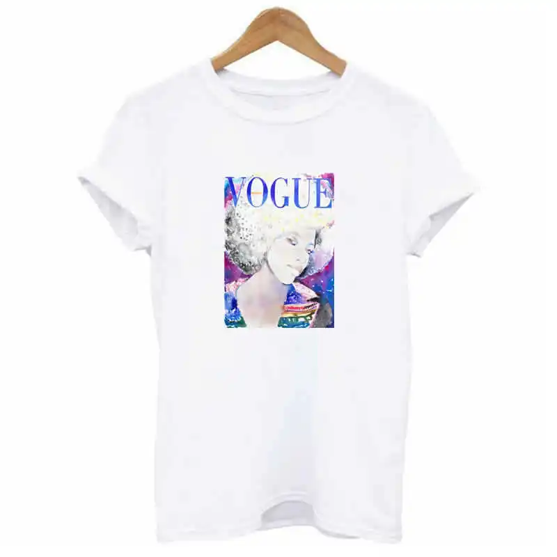 High quality summer female T-shirt short-sleeved shirt bottoming explosion models VOGUE sexy loose fashion | Женская одежда