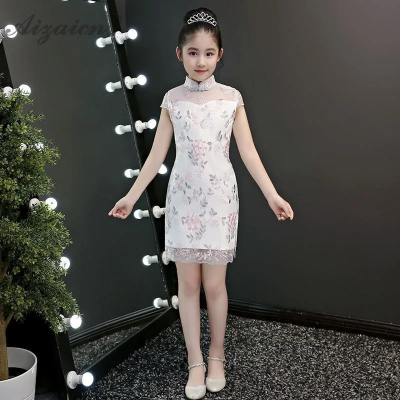 Модное детское короткое платье чонсам современное принцессы детские платья Qipao
