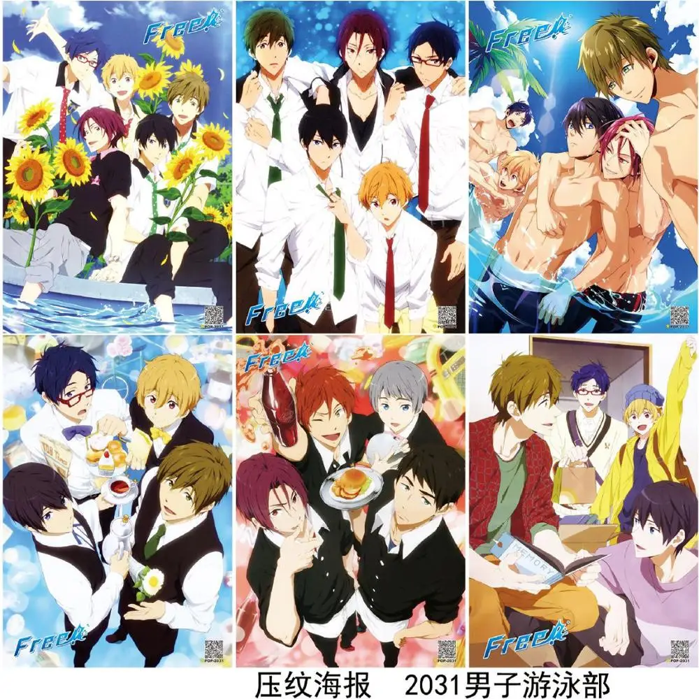 

8 pcs/set Anime Free Eternal Summer Embossed poster High Speed Free Starting Days Figure sticker for gifts