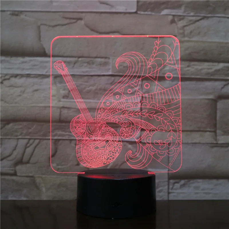 Цветная сенсорная 3d-лампа для гитары иллюзия светодиодный ночник USB атмосферная
