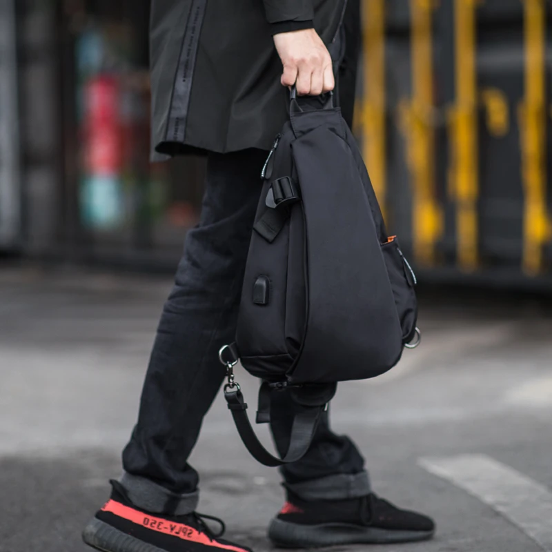 Многофункциональные модные сумки через плечо Hk мужские нагрудные с usb-зарядкой