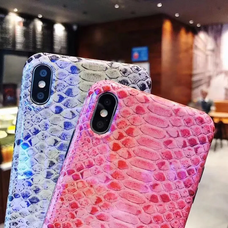 Винтажный чехол для телефона из змеиной кожи iphone XS Max синий свет ТПУ + ПК чехлы X XR 6
