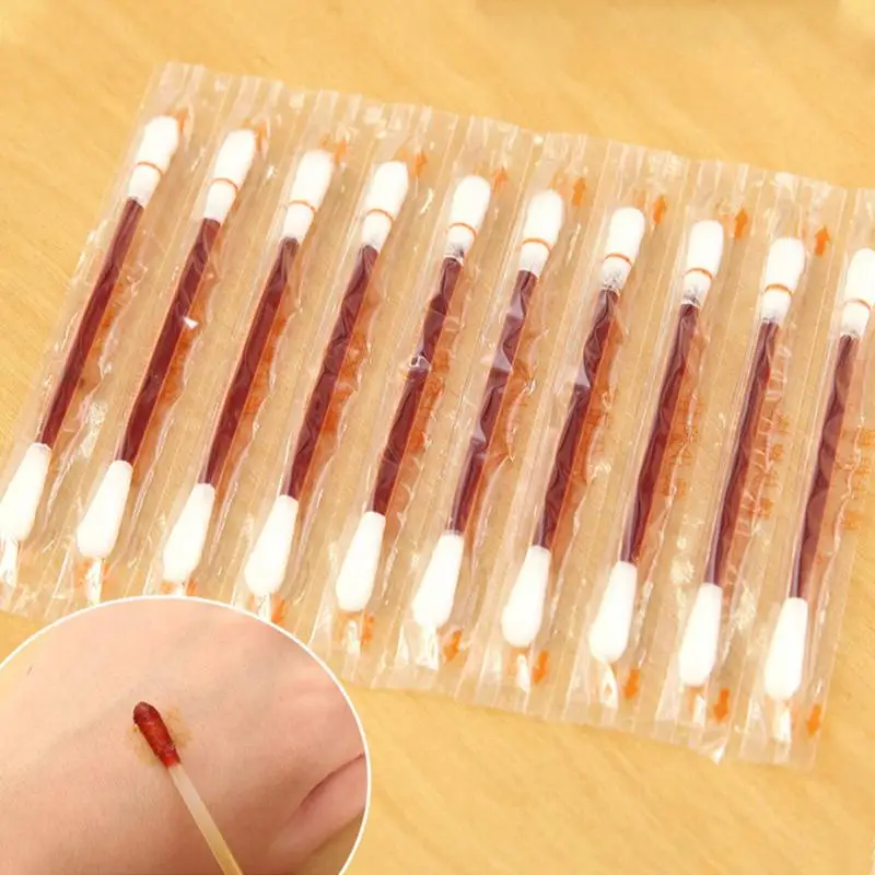 10pcs Disposable Medical Iodine Cotton Stick Disinfected Swab Portable for instrument Disinfection Cleaning | Красота и здоровье