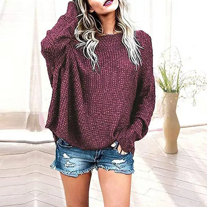 Cold shoulder halter knitted sweater female Casual autumn winter women knit Blue pullover jumper pull femme 2018 | Женская одежда
