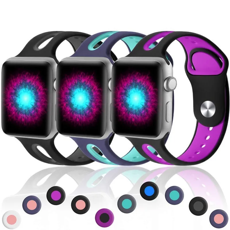 Ремешок силиконовый спортивный для Apple Watch Band 44 мм 40 резиновый браслет наручных