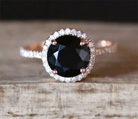 925 sterling silver color style womens natural black close ring inlaid zircon diamond gemstone rose gold geometric jewelry