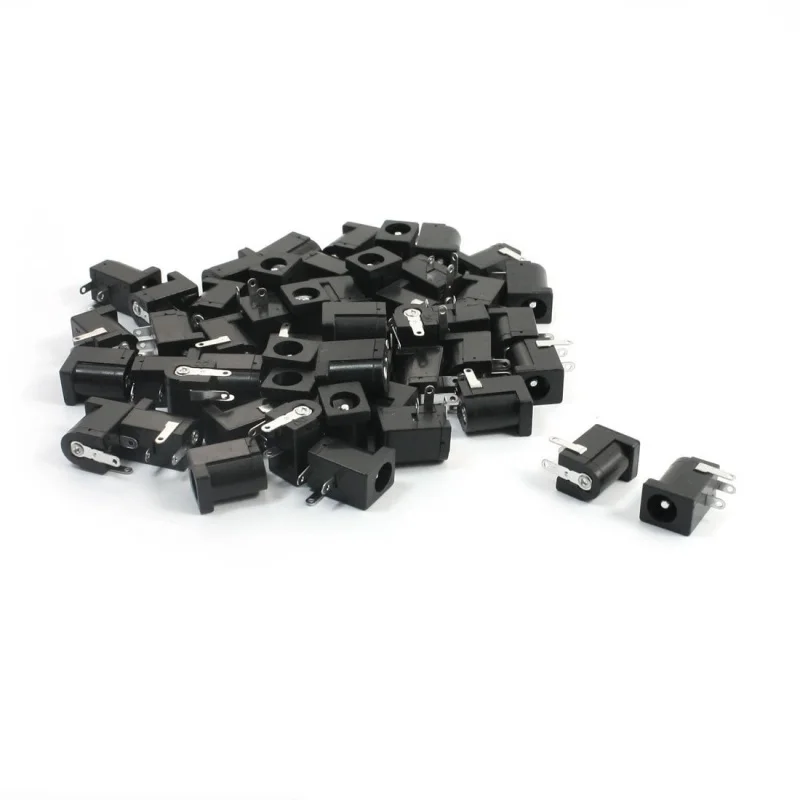 Hot 50PCS 5.5mmx2.1mm 3Pins PCB Mounting Female DC Power Jack Black | Обустройство дома