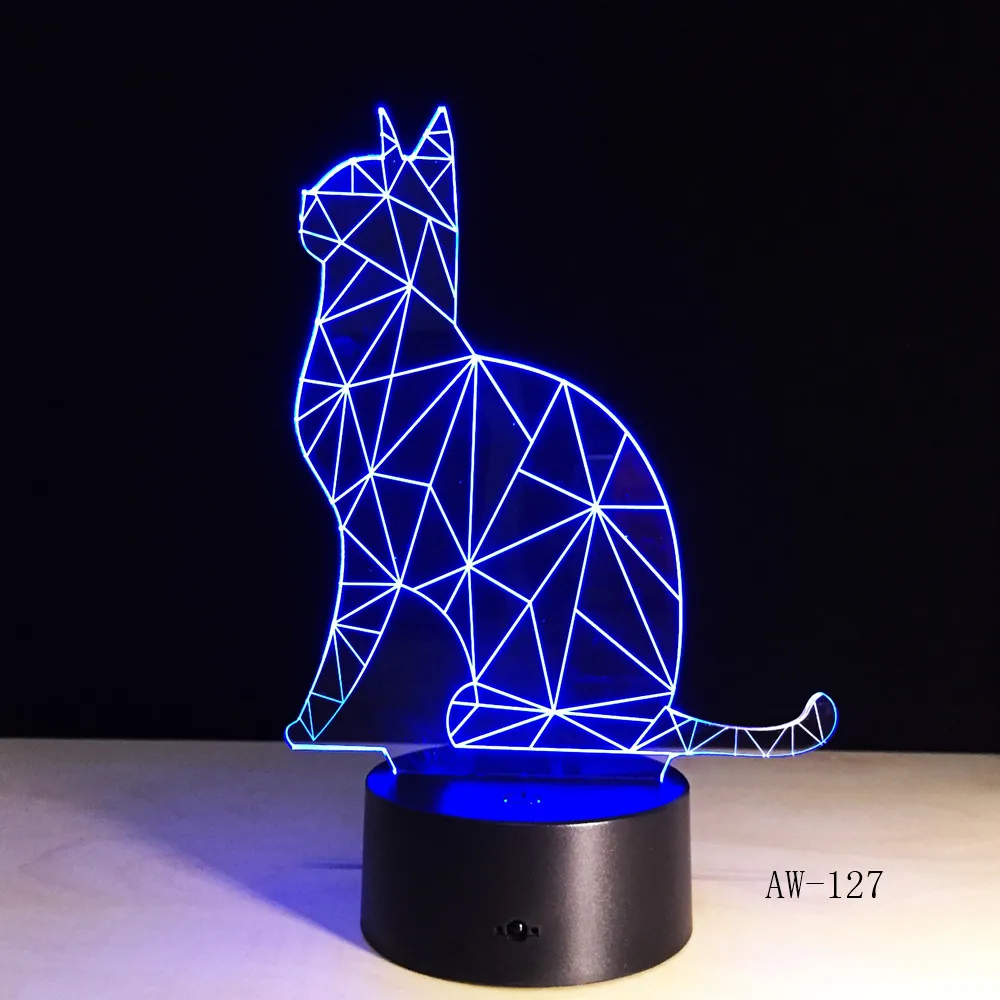 3D Benumbed Cat 7 цветов меняющийся светодиодный ночник Иллюзия настольная лампа