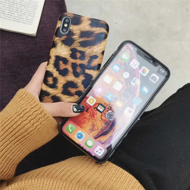 Ретро леопардовый чехол для телефона из искусственной кожи iPhone XSMAX X/XR/6/6 S/7/8 Plus