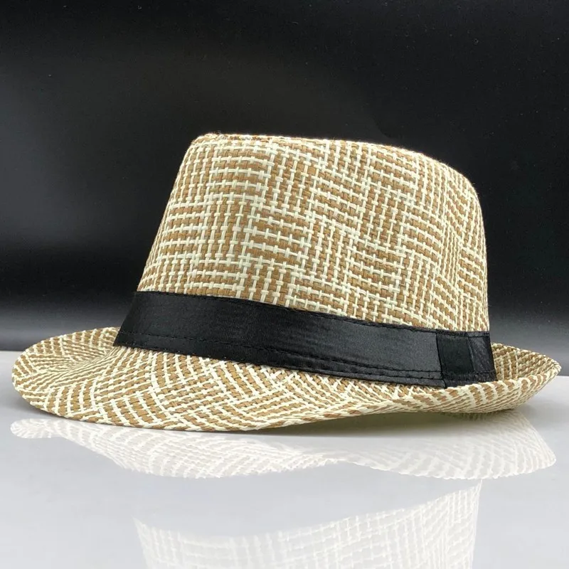 2019 модная летняя соломенная шляпа мужская солнце шляпы Fedora Мужская Гангстерская
