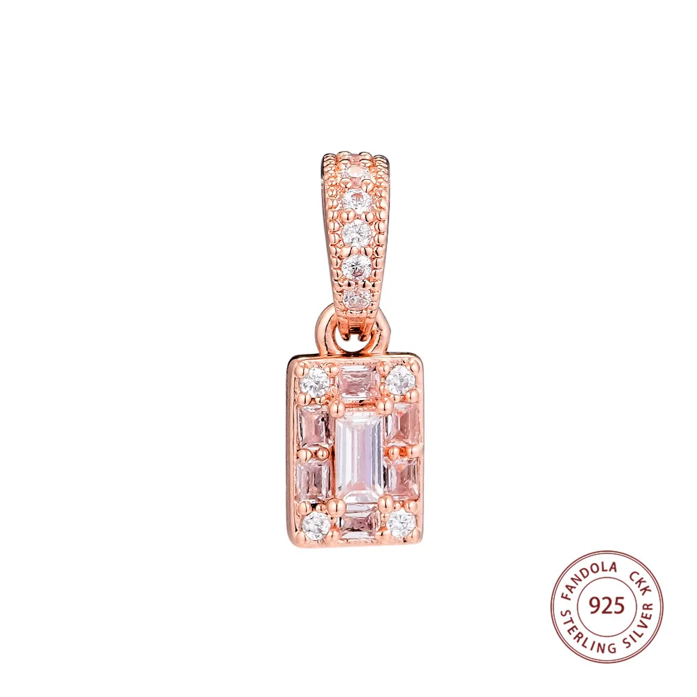 

100% 925 стерлингового серебра розовое светящийся лед кулон шарма подходит к оригинальному браслету прозрачными камнями, сделай сам, бисер для...