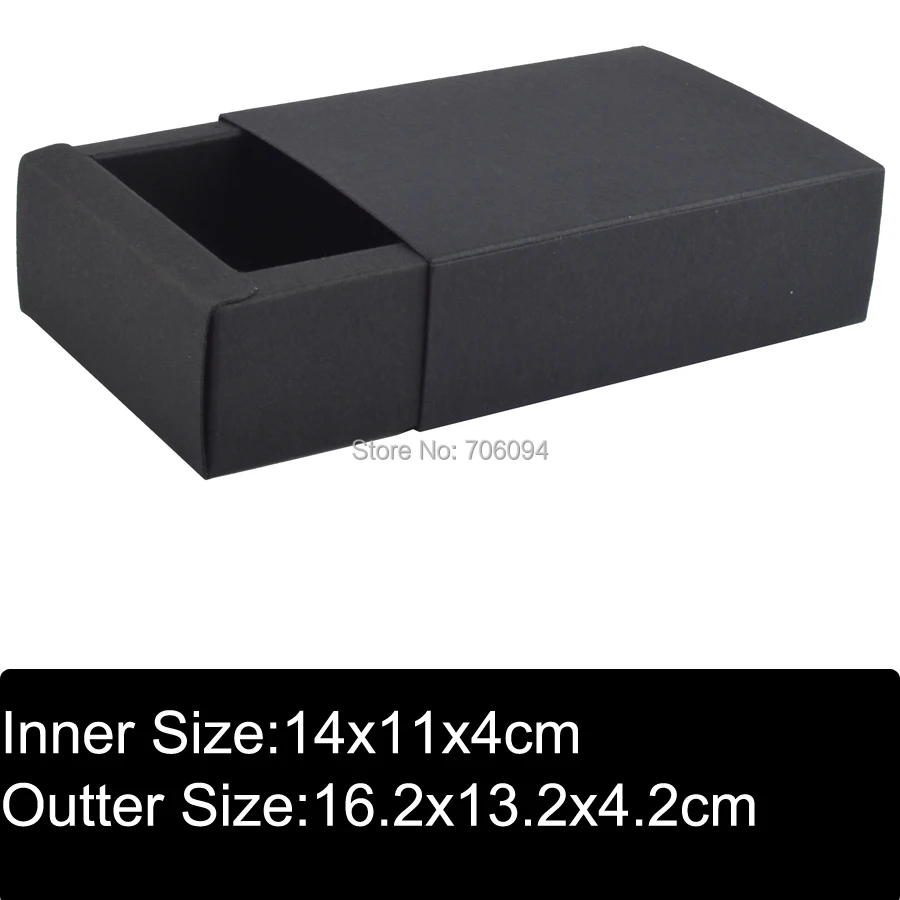 

30pcs 16.2x13.2x4.2cm Black drawer paper box handmade Black gift box,Wedding party box,custom box logo